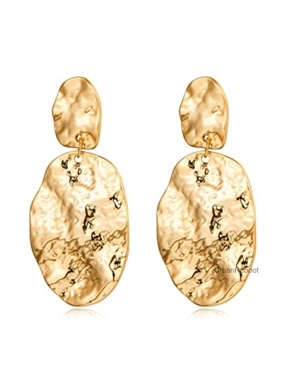 Chunky Hammered Drop Earrings for Women Trendy Gold Silver